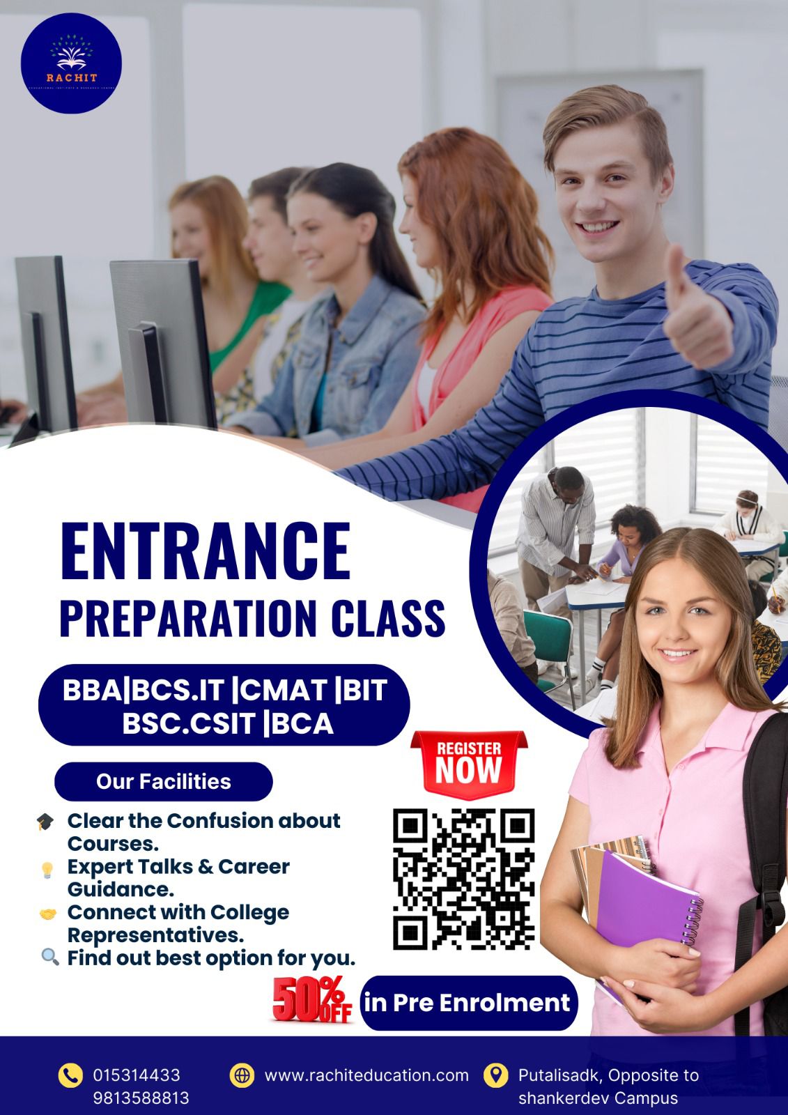 Entrance preparation class pop up